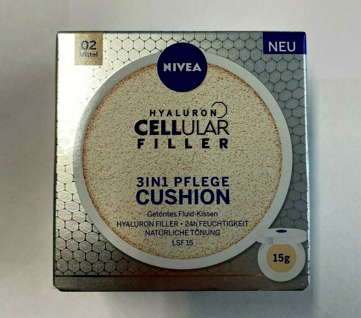 Nivea Hyaluron Cellular 3in1 Pflege Cushion 15g- Make-up Lsf15 02 Mittel